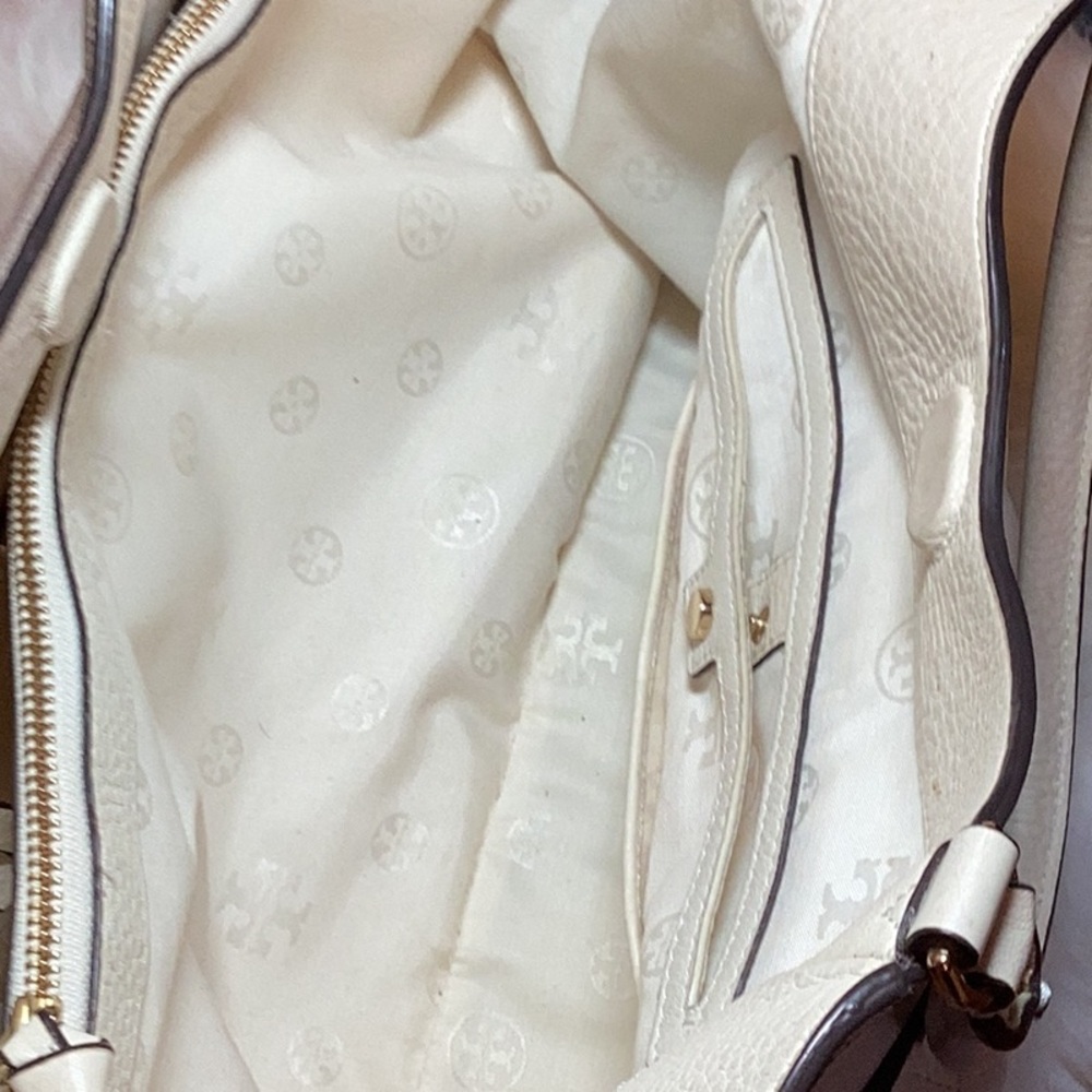 Authentic Tory Burch Elegant Cream Bombe T Tote Bag - Picture 9 of 9